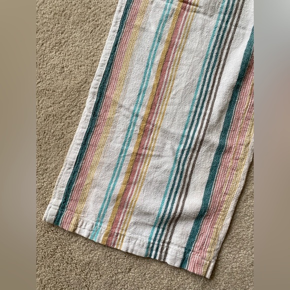 PER SE Linen Blend Summer Cropped Multicolor Striped Wide Leg Pant Size Medium - Picture 2 of 9